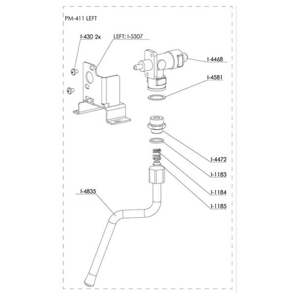 Ascaso Barista T Steam Valve and Wand Assembly - Left (Special Order Item)