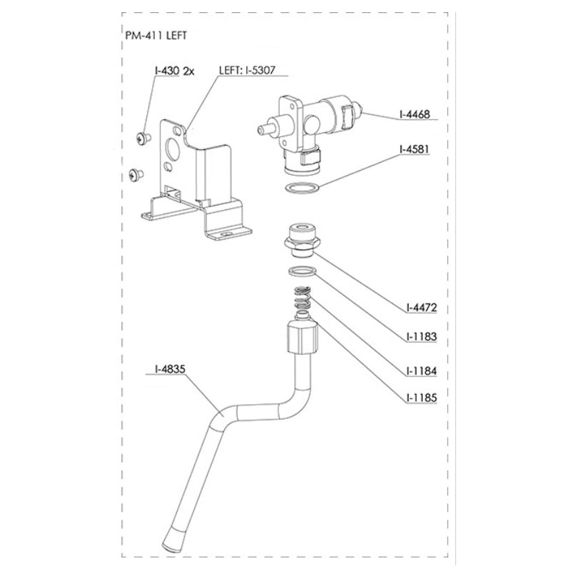 Ascaso Barista T Steam Valve and Wand Assembly - Left (Special Order Item)