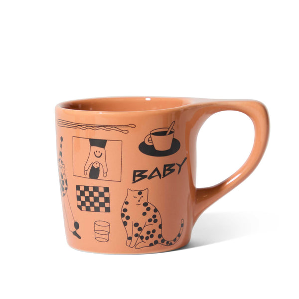 orange diner cat art mug