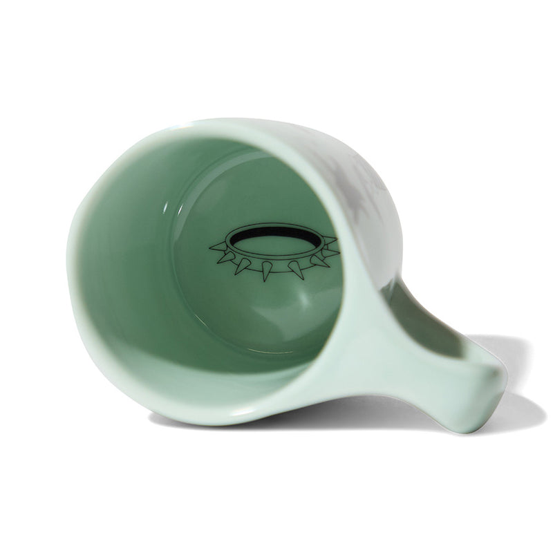 sage green diner cat art mug