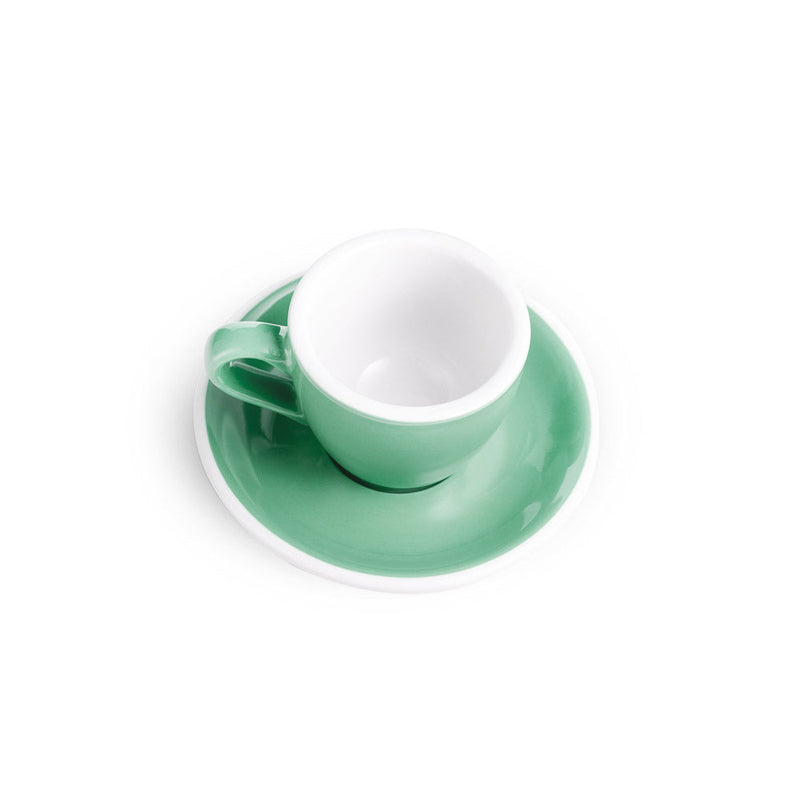 mint egg shaped espresso cup and saucer