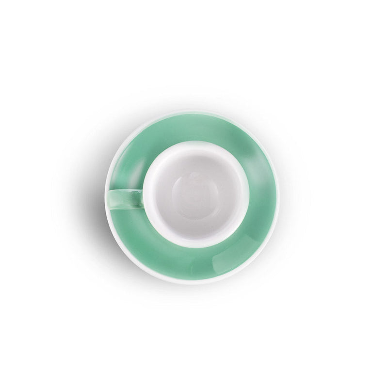 mint egg shaped espresso cup and saucer