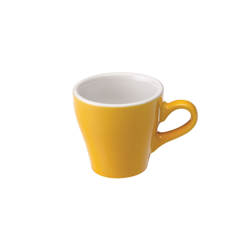 yellow tulip shaped espresso cup and saucer