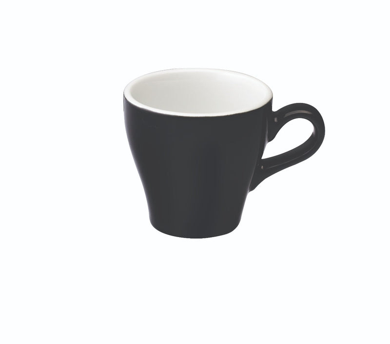 tulip shaped cappuccino cup and saucer black