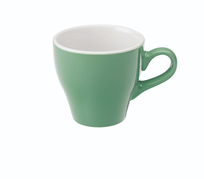 tulip shaped latte cup in mint with saucer