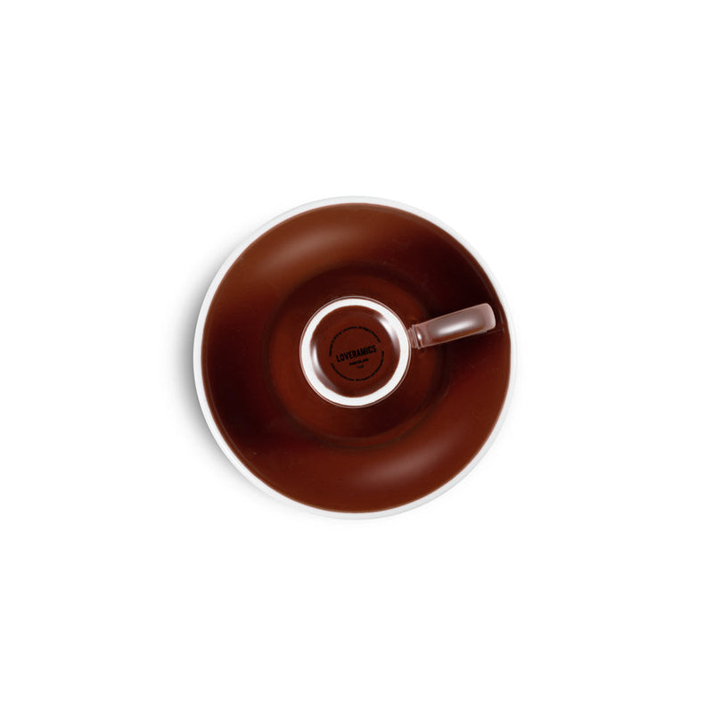 brown tulip shaped espresso cup and saucer