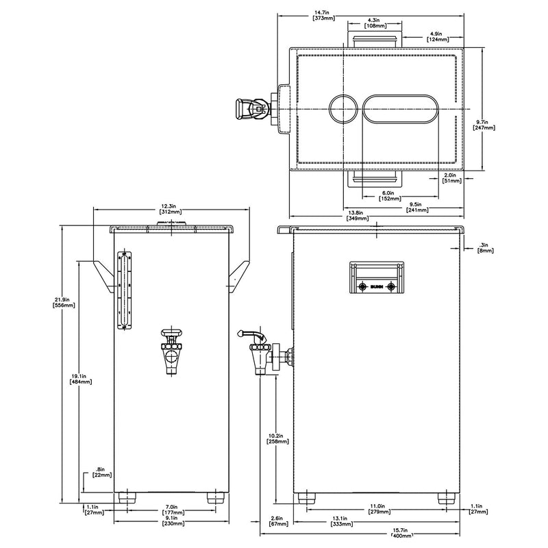 Bunn 39600.0066 TDO-N-2.0 2 Gallon Low Profile Iced Tea Dispenser