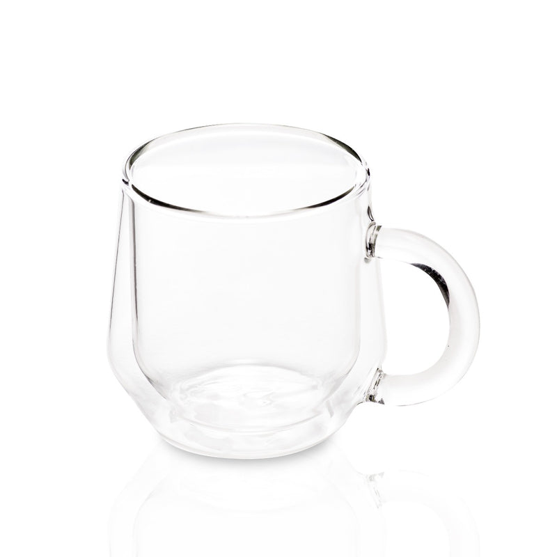 Double Walled Glass Tea Cups, Durable Insulated Cups for Hot Tea,  Borosilicate Glass Mug, Fancy Tea Cups Set of 4, 2.5oz