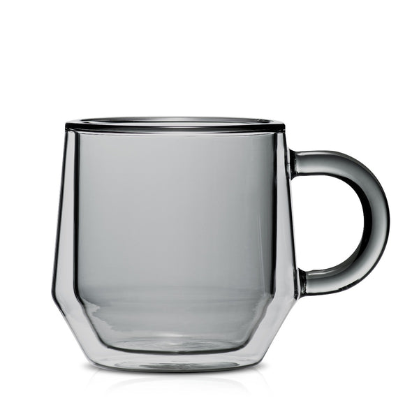 hearth 8 oz grey glass mug