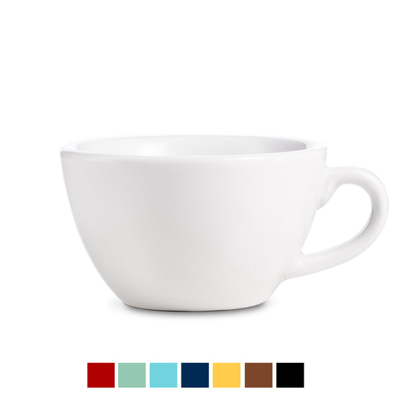 Vertex Latte Cup & Saucer, Bowl Shape, 12oz - White