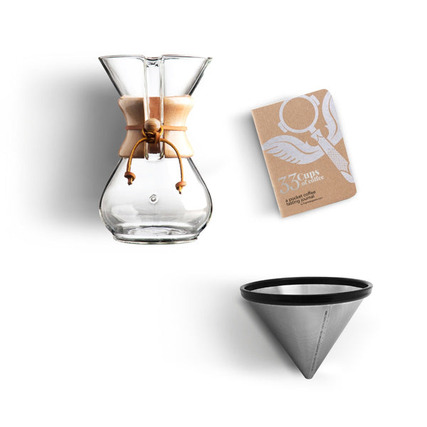 Chemex 8-Cup Glass Pour-Over Coffee Maker with Natural Wood Collar