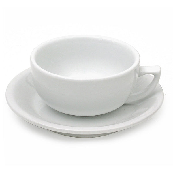 Vertex Bowl Style Latte Cup & Saucer (16oz) - White